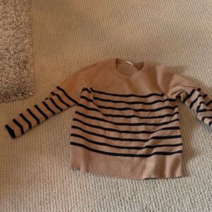 Tan Sweater with Black Stripes